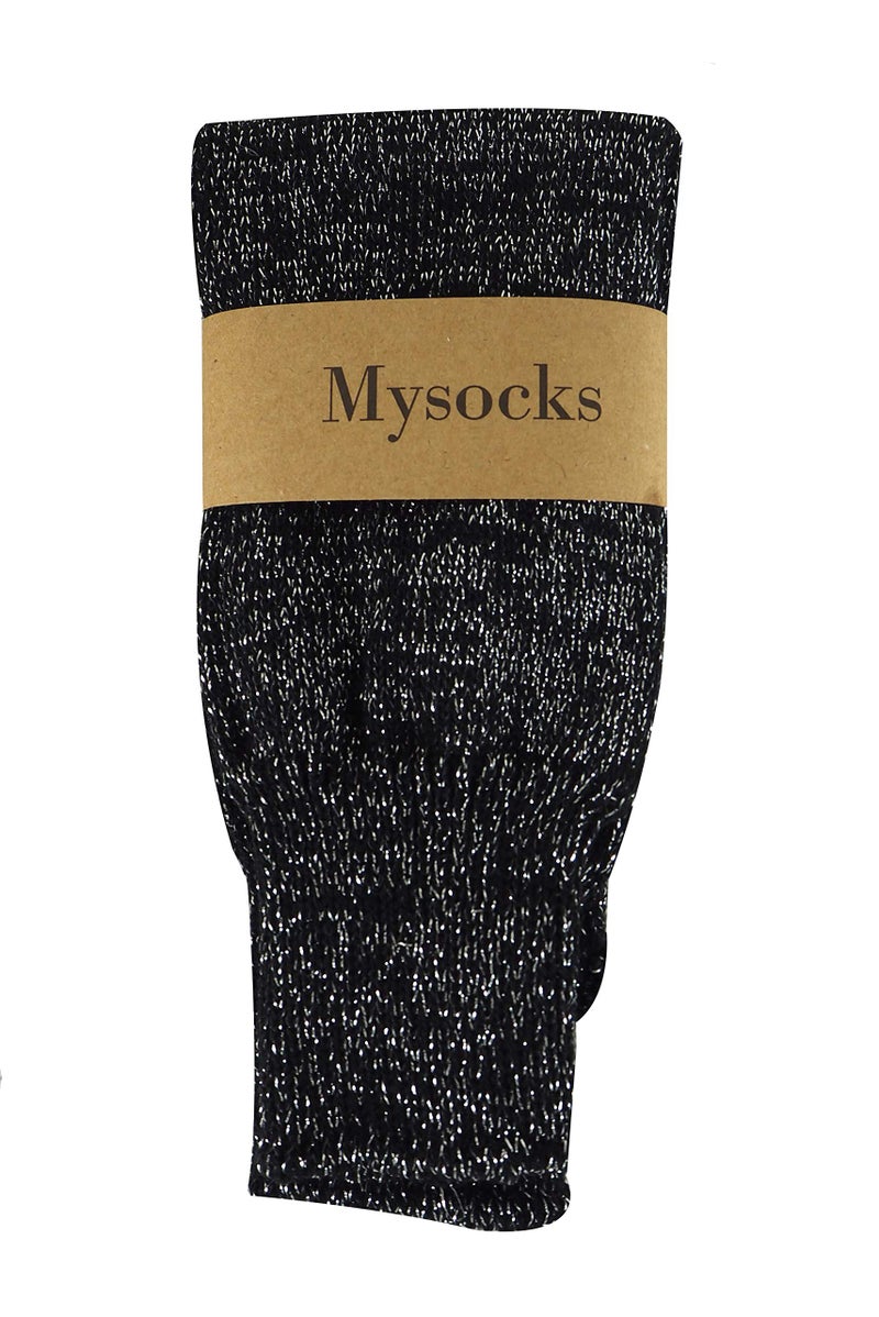 Mysocks Leg Warmers Extra Soft Stylish Fancy Winter 80s Party Dance Glitter Long Legwarmers for Women Girls Ladies Black Speckled Glitter - Image 5